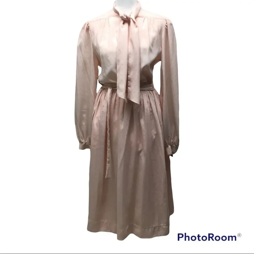 Vintage Breckenridge Pink Tie Blouse and Skirt Set Size 8 - Picture 1 of 11